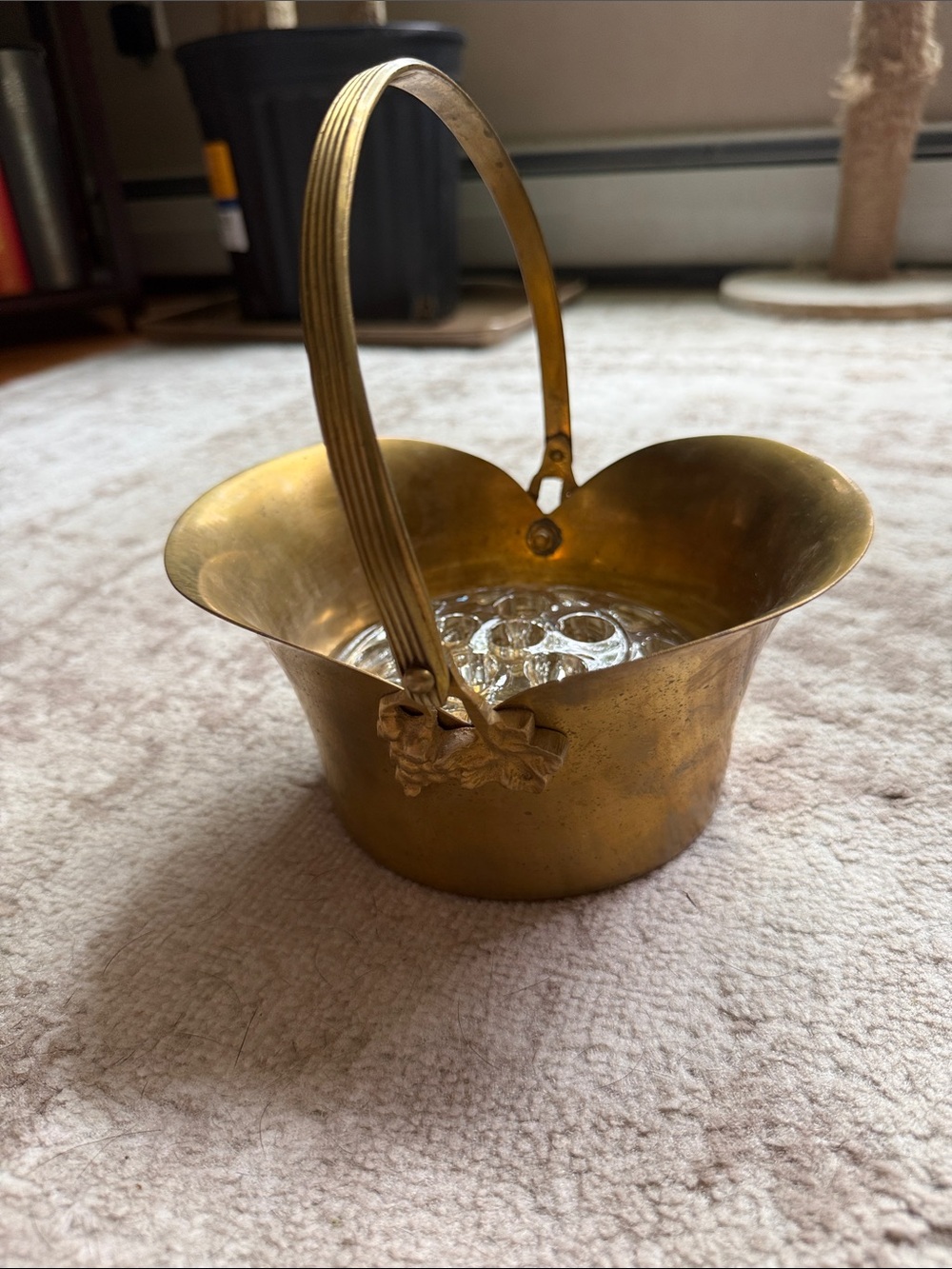 Brass Planter with Glass Frog